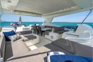 88' Ferretti exterior seating area